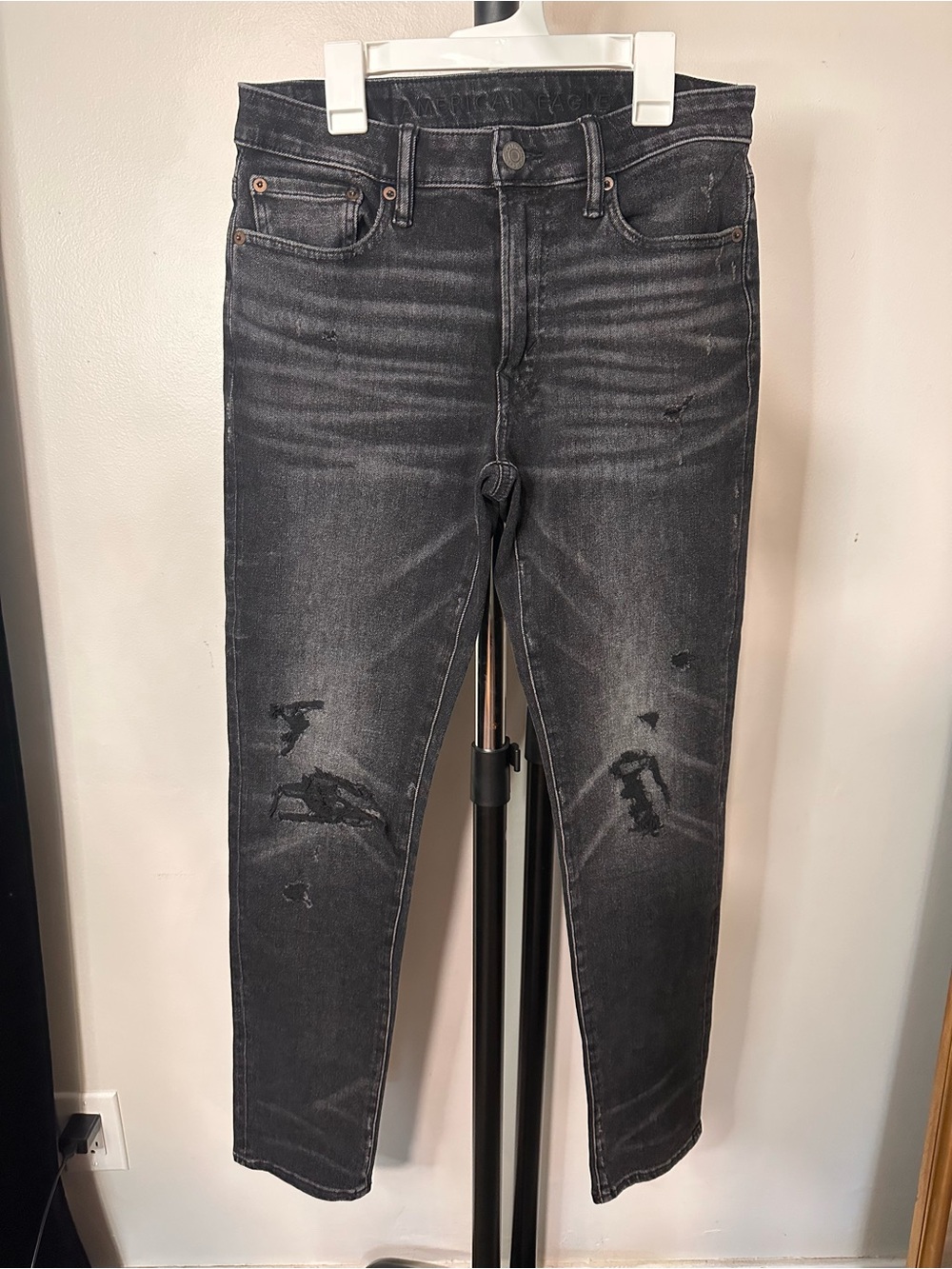 American Eagle Outfitters Slim Black Washed Distressed Jeans